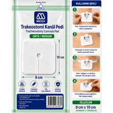 Mega Trakeostomi Kanül Pedi Orta Beden 9cm x 10CM Tek Kullanımlık Emici Ped 50 Adet