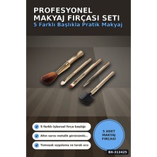 Eco Lounge 5 Parça Profesyonel Makyaj Fircasi Seti - Sarı Renk Kozmetik Far Allik Fondoten Fircasi BX-313425