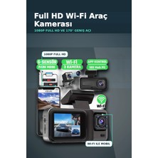 Eco Lounge 1080P Full Hd 3 Kameralı Araç Içi Kayıt Kamerası Seti Wi-Fi ve Park Modu Özellikli