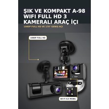 Eco Lounge 1080P Full Hd 3 Kameralı Wi-Fi Araç Içi Yol Kayıt Kamerası Seti 170 Derece Park Modlu