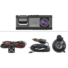 Eco Lounge 64GB Araç Içi Kamera 3 Kameralı (Yol + Araç Içi+ Arka) Fhd Video Kayıt Mikrofonlu Türkçe Cc-33