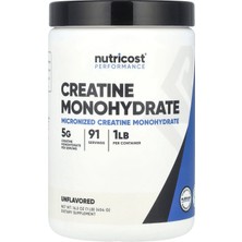 Nutricost Creatine Monohydrate 454 gr(1Lb) – Micronized (Ince Öğütülmüş) - 91 Servis ( 3 Aylık Kullanım)