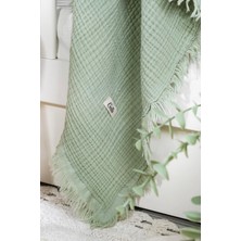 Ayrex Müslin 4 Katlı Bebek Battaniyesi 110CM x 110CM%100 Doğal Organik Pamuk Yeşil Renk
