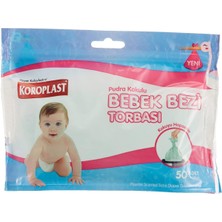 Ayrex Koroplast Pudra Kokulu Bebe Bezi Torbası 50'li Set, Kokuyu Hapseden Sızdırmaz Kilitli Kirli
