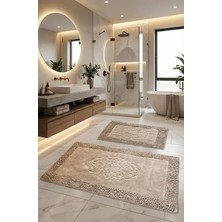 Ayrex Pamukkent Süper Emici 2'LI%100 Pamuk Ultra Lüks Banyo Paspası Seti 60X100 cm ve 50X60 cm (K