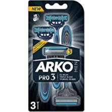 Ayrex Arko Men T3 Pro 3 Bıçaklı Tıraş Bıçağı, 3'lü (1 x 3 Adet)