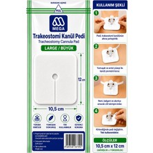 Mega Trakeostomi Kanül Pedi Büyük Beden 10,5 cm x 12 cm Tek Kullanımlık Emici Ped 25 Adet