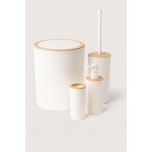 Ayrex Arvale Quardi Banyo Seti Modern Çizgili - 7 L Kova 4 Parça Banyo Çöp Kovası ve Aksesuar S