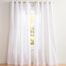 Ayrex Özel Grommet Top Keten Pencere Perdeleri, Polyester, Kış-Beyaz, 96 Inç Uzunluk