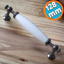 Ayrex Porselen Füme Beyaz 128 mm Kulp Mobilya Çekmece Mutfak Kulplar Kulbu Dolabı Dolap Kapak Kul