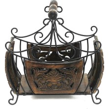 Ayrex Eskitme Ahşap Ferforje Gazetelik 43X20X43 Cm. KNA600