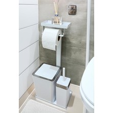 Ayrex 3'ü 1 Arada Banyo Seti Tuvalet Kağıtlık, Çöp Kovası ve Tuvalet Fırça Takımı Set Çi