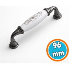 Ayrex Porselen Beyaz Füme 96 mm Mobilya Mutfak Kulpları Dolap Dolabı Kapak Kulpu Çekmece Kulbu