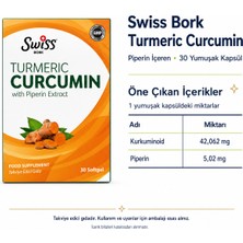 Swiss Bork Turmeric Curcumin ve Piperin 30 Yumuşak Kapsül