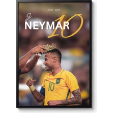 Icon Tablo Neymar Jr Brezilya Milli Takımı Siyah Çerçeveli Tasarım Tablo Futbol Poster
