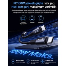 Remax 100W Pd Hızlı Şarj Kablosu - Alüminyum Gövdeli Dolanmaz Örgü Kablo (Type-C To Dual Type-C) CB25