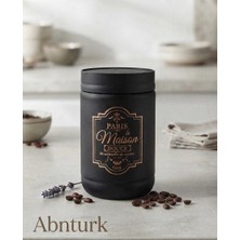 Abnturk Mutfak Çok Amaçlı Siyah Cam Kavanoz Kahve Şeker Baharat Kavanozu 500ML