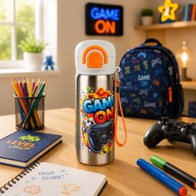 Emofom Siply Matara 600 ml Suluk 304 Paslanmaz Çelik Çocuk Suluğu Çift Içim Modlu Kilit Kapaklı Sızdırmaz Çocuk Matarası