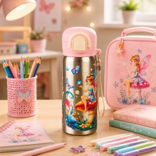 Emofom Siply Matara 600 ml Suluk 304 Paslanmaz Çelik Çocuk Suluğu Çift Içim Modlu Kilit Kapaklı Sızdırmaz Çocuk Matarası