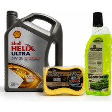 Shell Helix Ultra Pro Ag 5W-30 5 Litre + Oto Şampuan 1000 ml + Yıkama Süngeri