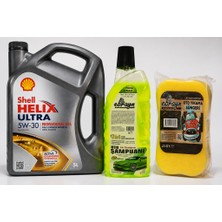 Shell Helix Ultra Pro Arl 5W-30 5 Litre + Oto Şampuan 1000 ml + Yıkama Süngeri