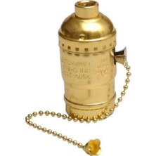Ayrex Retro Nostalji Aydınlatma Zincir Ipli Sarı Metal Duy, E27 Duy Rustic Ampul Abajur Lambader I