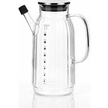 Welcomein Cam Yağdanlık 1000 ml Ölçü Göstergeli Silikon Uçlu Paslanmaz Kapaklı