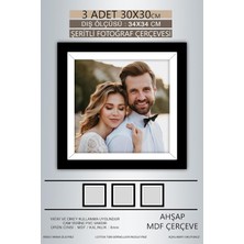 Ayrex Yhfoto 3 Adet 30X30 Çerçeve Siyah-Beyaz Şeritli Fotoğraf Mdf Çerçeve Kare Çerçeve Siya
