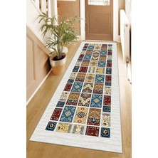 Ayrex Pelangi Eskitme Kilim Desenli Dijital Baskı Yıkanabilir Kaymaz Taban Vintage Salon Halısı