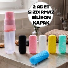İnfeta 2 Adet Silikon Sızdırmaz Şişe Kapağı- Seyahat Tipi Elastik Şişe Ağzı Kapatıcı Sızdırma Akma Önleyici Şampuan, Losyon ve Parfüm Şişesi Kapağı