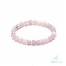 Uçan Geyik Doğal Pembe Kuvars Taş Bileklik 8 mm – Aşk ve Sevgi Taşı, Şifa ve Enerji Kristali, Elastik Unisex Takı