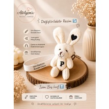 Atölyemix Charm & Anahtarlık Sevimli Peluş Hareketli Şans Tavşanı, Kişiye Özel Tasarım Baskı