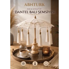 Abnturk Masaüstü Dantelli Püsküllü Dekoratif Sunum Bali Şemsiyesi