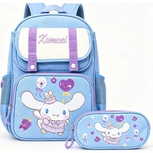 KumOziShop Cinnamoroll Baskılı Özel Tasarım Ortopedik Su Geçirmez Okul Çantası ve Kalemlik Seti