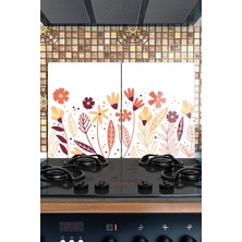 Reflexa Ocak Arkası Cam Koruyucu – Çiçek Desen Isıya Dayanıklı Dekoratif Cam Panel 40 x 30 cm * 2 Adet