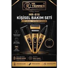 PAZAAR59 Mr. Trimmer MR-818 3'ü 1 Arada Erkek Kişisel Bakım Seti - Saç Sakal Şekillendirme & Burun Kulak Tıraş Makinesi (8000 Rpm / Type-C)