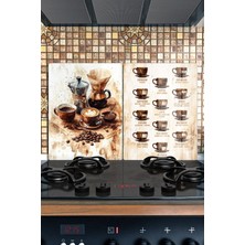 Reflexa Ocak Arkası Cam Koruyucu – Kahve Çeşitleri Görselli Isıya Dayanıklı Dekoratif Cam Panel 40 x 30 cm * 2 Adet