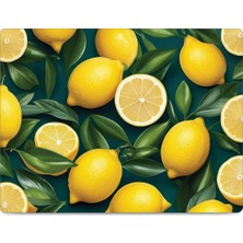 Reflexa Cam Kesme Tahtası Limon Tasarımlı Çok Amaçlı 35 x 25 cm
