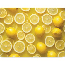 Reflexa Cam Kesme Tahtası Limon Tasarımlı Çok Amaçlı 35 x 25 cm