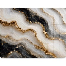 Reflexa Cam Kesme Tahtası Bej/siyah/altın Mermer Desenli Çok Amaçlı 35X25 cm