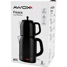 Toyigoo Awox Fresco Siyah Elektrikli Çay Makinesi Çaycı Set 1.7lt Su Isıtıcı + 1.2lt Demlik Paslanmaz