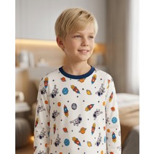 Enie Unisex Çocuk Uzay Desenli %100 Pamuk Pijama Takımı