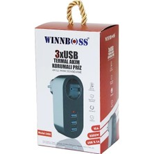Toyigoo Siyah Termal Akım Korumalı  1xpriz 3xusb Duvar Tipi Priz 10A - 2500W IEG4546GV-458FJGHV