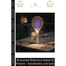 Denguva Özel Üretim Şarjlı Güçlü Kaliteli Sivrisinek Öldürücü Raket El Fenerli Kendinden LED Işıklı