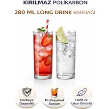 İstanbul Horeca Polikarbon Kırılmaz 280 ml Long Drink Bardağı Cam Görünümlü Şık Tasarım