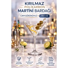 İstanbul Horeca Polikarbon Martini Kadehi Kırılmaz Cam Görünümlü 6 Adet 280 ml Kokteyl Bardağı