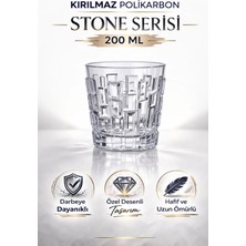 İstanbul Horeca Kırılmaz Polikarbon Stone Serisi Bardak 200 ml Cam Görünümlü Desenli Tasarım