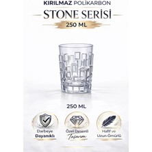 İstanbul Horeca Kırılmaz Polikarbon Stone Serisi Bardak 250 ml Cam Görünümlü Desenli Tasarım