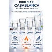 İstanbul Horeca Polikarbon Casablanca Bardak Kırılmaz Cam Görünümlü 6 Adet 200 ml Restoran Otel Tipi