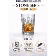 İstanbul Horeca Kırılmaz Polikarbon Stone Serisi Bardak 6 Adet 300 ml Cam Görünümlü Desenli Tasarım